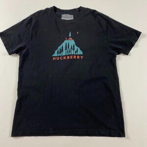 Huckberry Graphic T Shirt Mens Large Black Mountain Camping Trees Outdoors